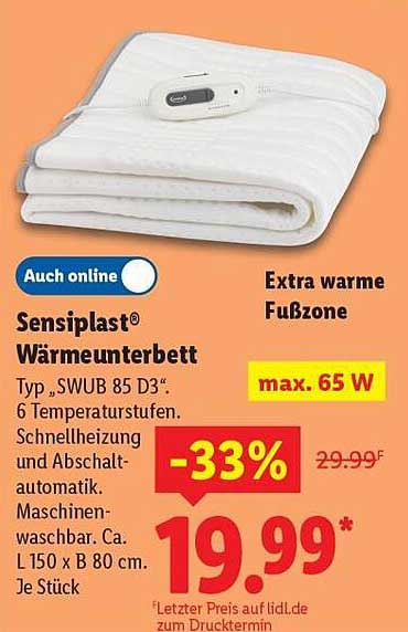 Sensiplast® Wärmeunterbett Typ „SWUB 85 D3“