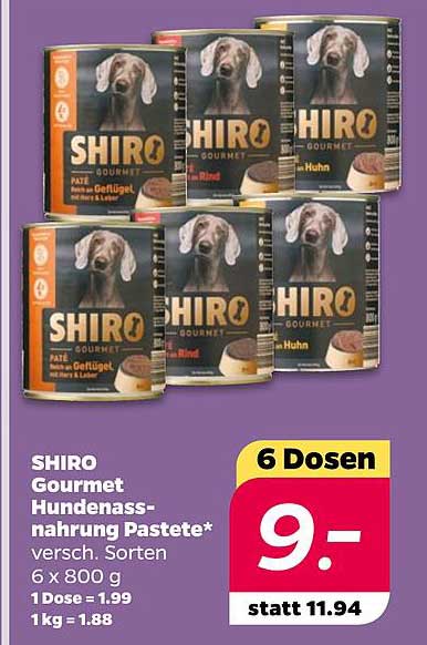 SHIRO Gourmet Hundenahrung Pastete 6 Dosen