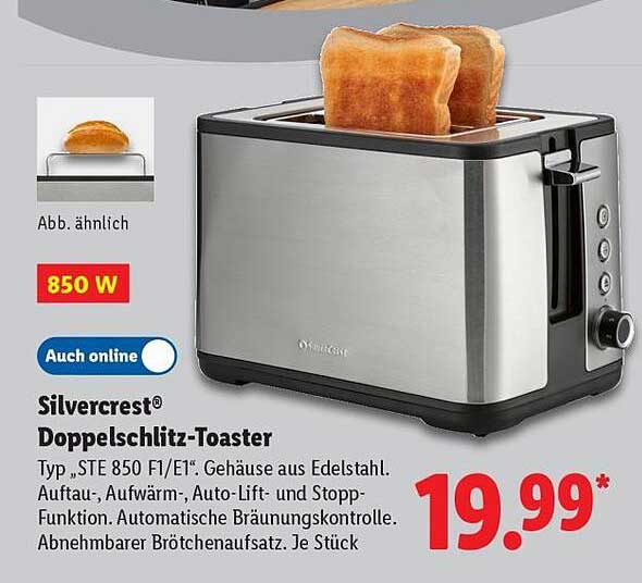 Silvercrest® Doppelschlitz-Toaster Typ „STE 850 F1/E1“