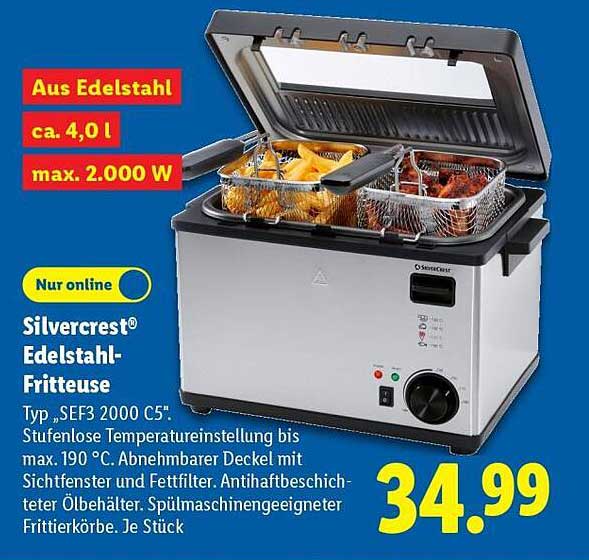 Silvercrest® Edelstahl-Fritteuse Typ „SEF3 2000 C5“