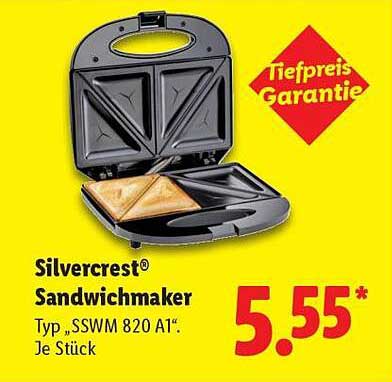 Silvercrest® Sandwichmaker Typ „SSWM 820 A1“ Je Stück