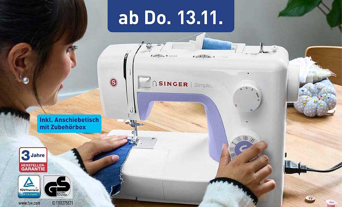 SINGER Simple Nähmaschine inkl. Anschiebetisch und Zubehörbox