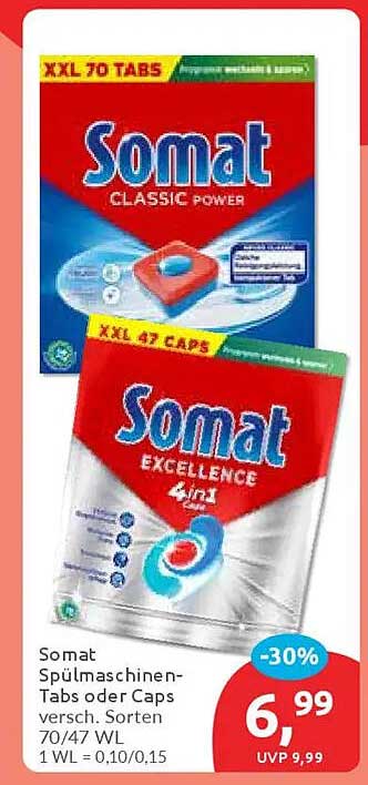 Somat Spülmaschinen-Tabs oder Caps - 30% Rabatt!