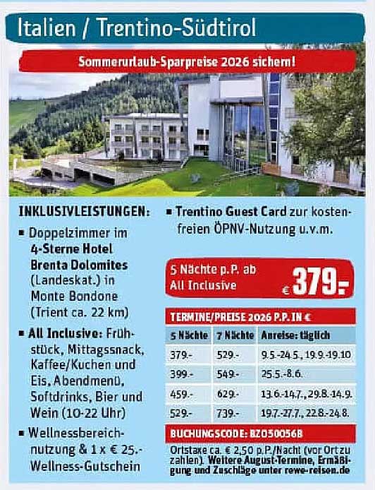 Sommerurlaub im 4-Sterne Hotel Brenta Dolomites