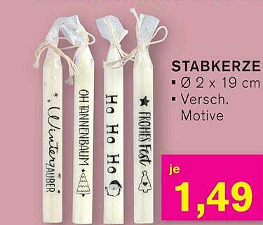 STABKERZE Ø 2 x 19 cm - Versch. Motive