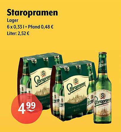 Staropramen Lager 6 x 0,33 L + Pfand 0,48 €
