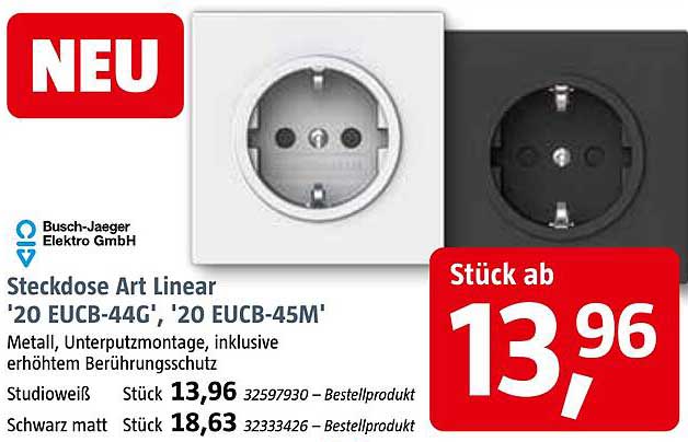Steckdose Art Linear '20 EUCB-44G', '20 EUCB-45M'