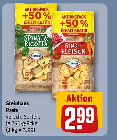 Steinhaus Pasta - Aktionspack +50% Inhalt Gratis