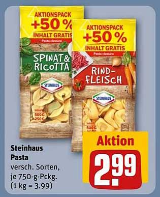Steinhaus Pasta - Spinat & Ricotta und Rindfleisch im Aktionspack