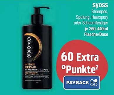 Syoss Intense Repair Shampoo, Spülung, Haarspray oder Schaumfestiger je 250-440ml Flasche/Dose