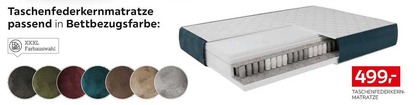 Taschenfedermatratze passend in Bettbezugfarbe