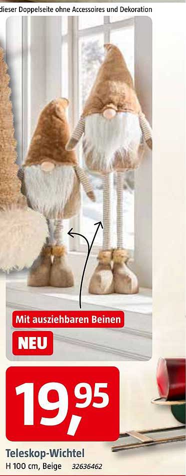 Teleskop-Wichtel H 100 cm, Beige