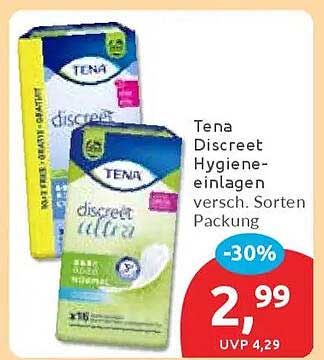 Tena Discreet Hygieneeinlagen verschiedene Sorten Packung
