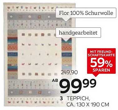 Teppich 100% Schurwolle, ca. 130 x 190 cm