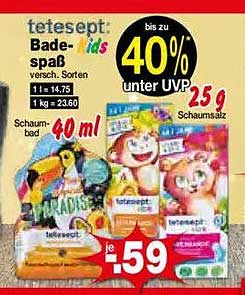 tetesept BadeSpaß Kids - Schaum-Bad 40 ml und Schaum-Salz 25 g