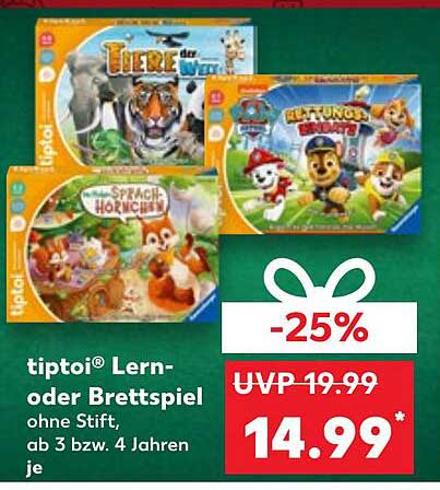 tiptoi® Lern- oder Brettspiel ohne Stift, ab 3 bzw. 4 Jahren