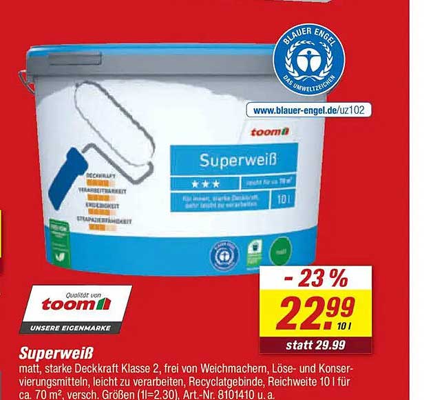 toom Superweiß - Hochwertige Wandfarbe für Ihr Zuhause