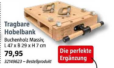 Tragbare Hobelbank aus Buchenholz Massiv