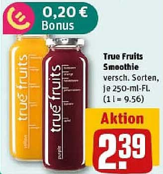 True Fruits Smoothie – verschiedene Sorten, je 250-ml-Flasche
