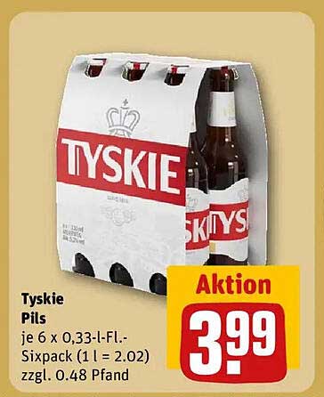 Tyskie Pils - 6 x 0,33-l-Flaschen Sixpack