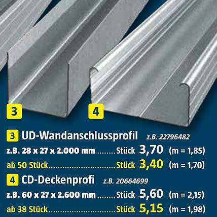 UD-Wandanschlussprofil z.B. 28 x 27 x 2.000 mm