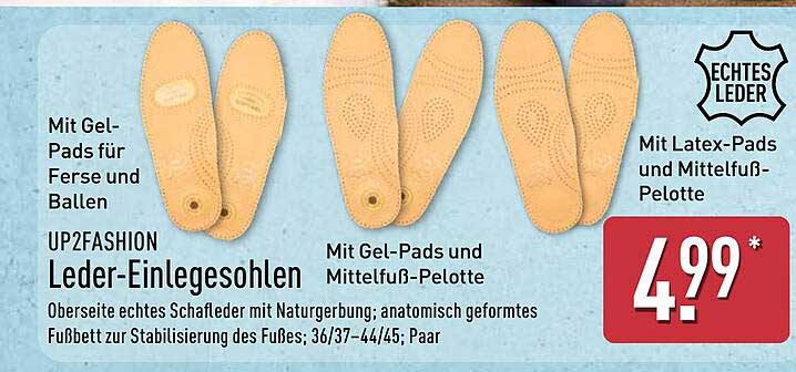 UP2FASHION Leder-Einlegesohlen