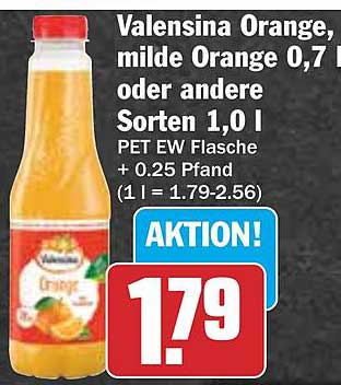 Valensina Orange, milde Orange 0,7 l oder andere Sorten 1,0 l