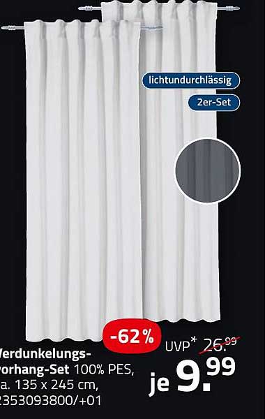 Verdunkelungs-Vorhang-Set 100% PES, ca. 135 x 245 cm, 2er-Set