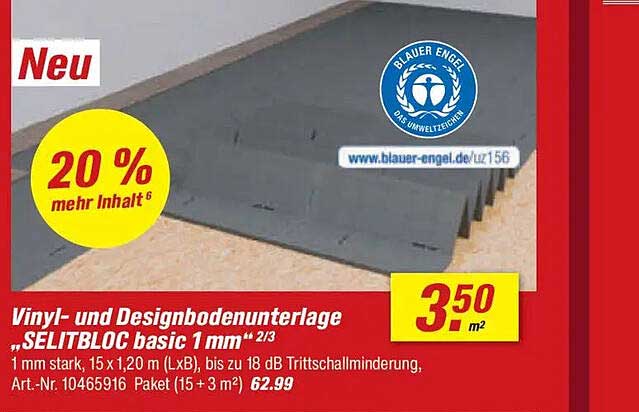 Vinyl- und Designbodenunterlage „SELITBLOC basic 1 mm“