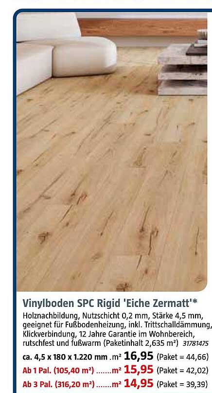 Vinylboden SPC Rigid 'Eiche Zermatt'