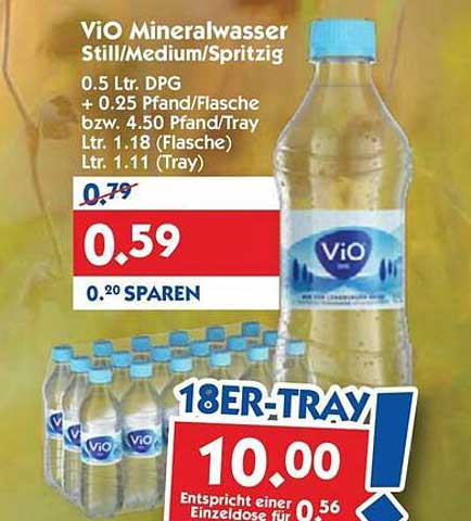 ViO Mineralwasser Still/Medium/Spritzig 0,5 L