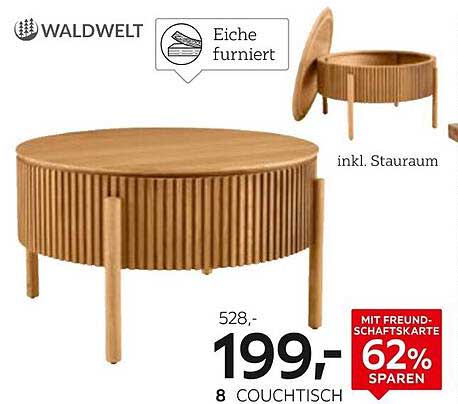 WALDWELT Couchtisch aus furnierter Eiche – inkl. Stauraum