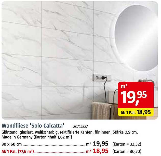 Wandfliese 'Solo Calcatta'