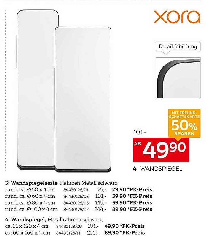 Wandspiegelserie - Rahmen Metall schwarz