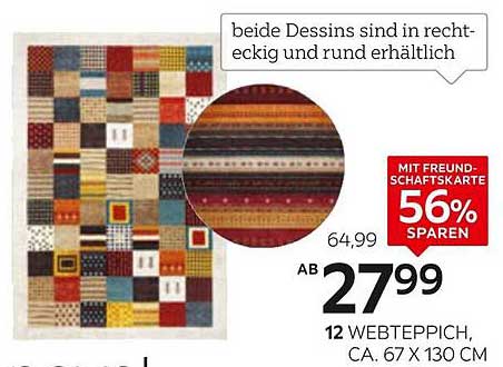 Webteppich 67 x 130 cm in verschiedenen Designs