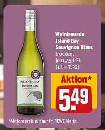 Weinfreunde Island Bay Sauvignon Blanc trocken, je 0,75 l-FL