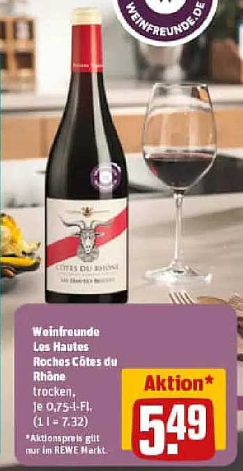 Weinfreunde Les Hautes Roches Côtes du Rhône trocken, je 0,75 l