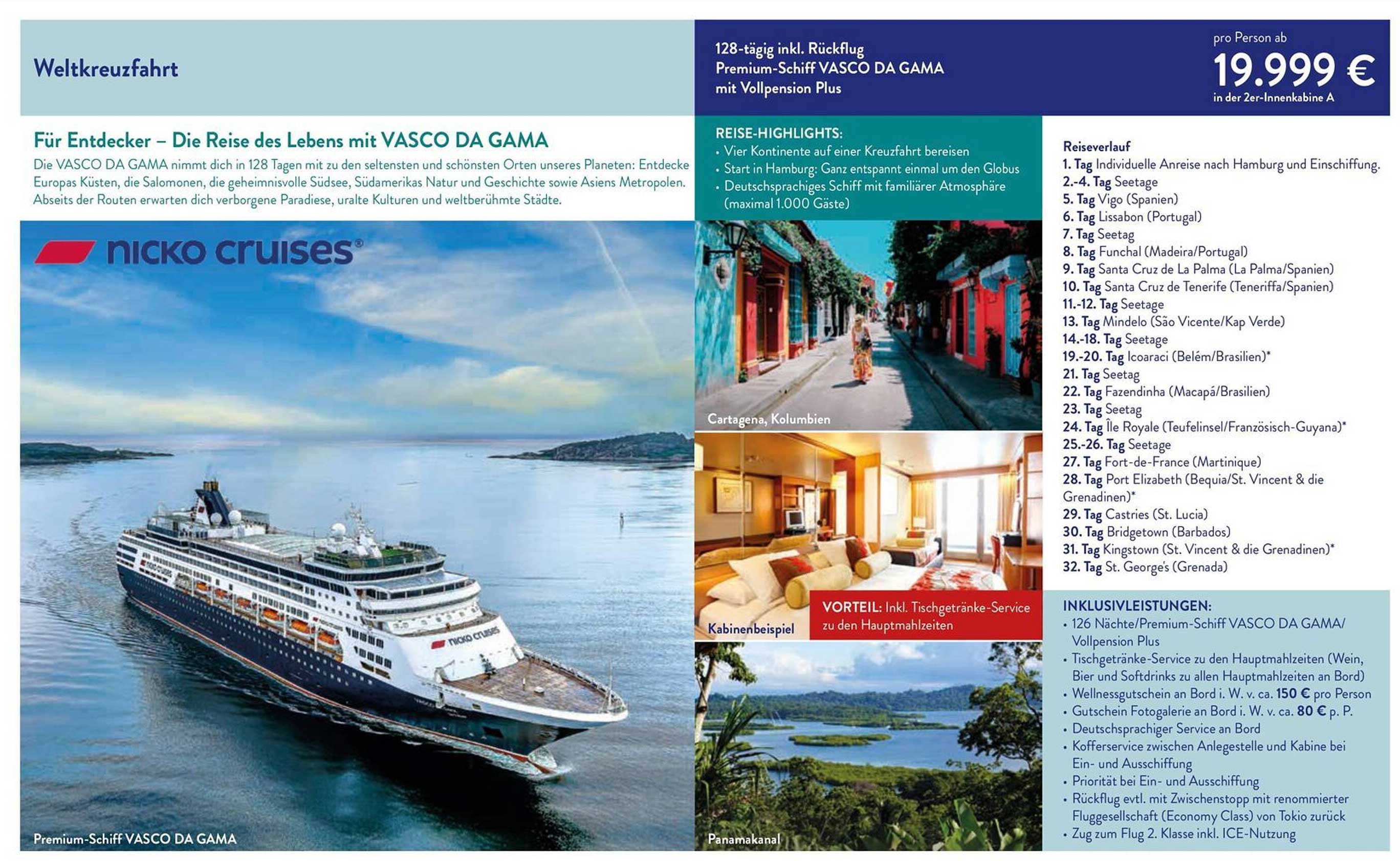 Weltkreuzfahrt mit VASCO DA GAMA – 128 Tage voller Abenteuer!