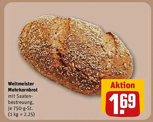 Weltmeister Mehrkornbrot mit Saatenbestreuung, je 750-g-St.