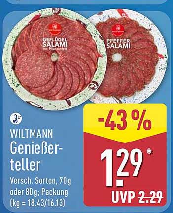 WILTANN Genießerteller - Verschiedene Sorten, 70g oder 80g