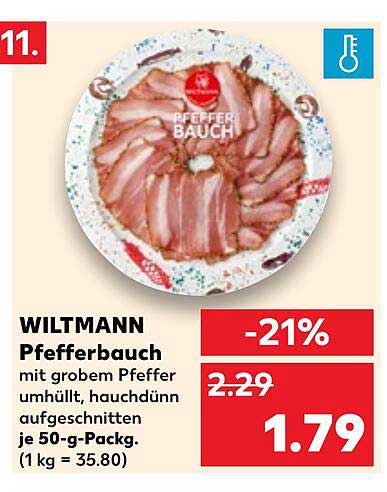 WILTMANN Pfefferbauch mit grobem Pfeffer umhüllt, hauchdünn aufgeschnitten