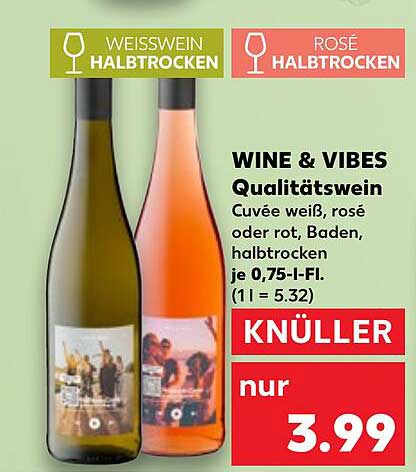 WINE & VIBES Qualitätswein halbtrocken - Cuvée weiß, rosé oder rot