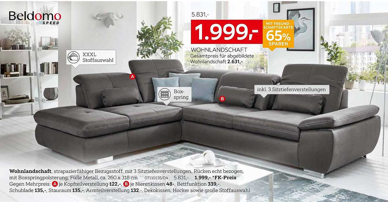 Wohnlandschaft Beldomo Speed – geniessen Sie stilvollen Komfort!