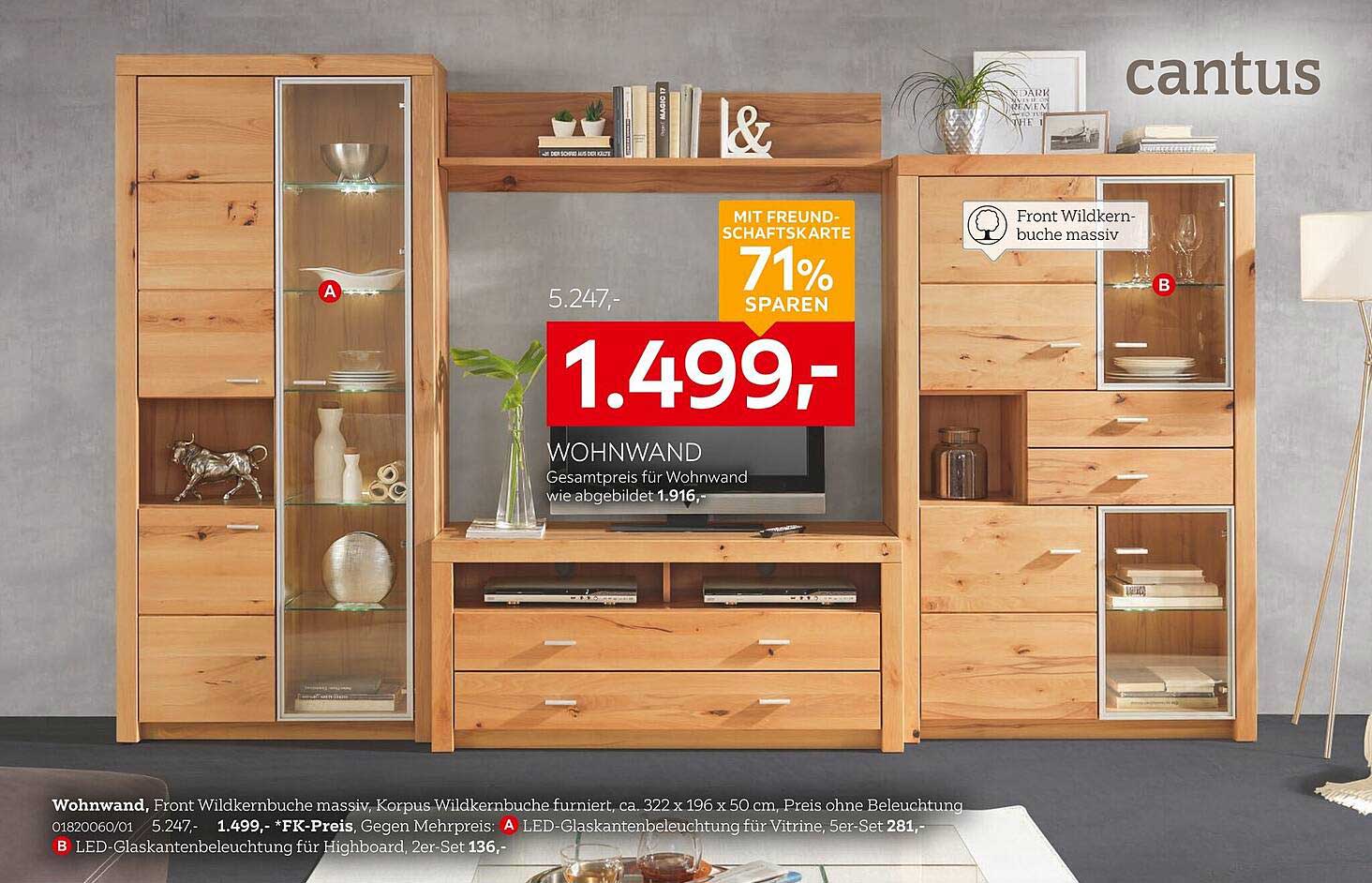 Wohnwand aus massiver Wildkernbuche – zeitlos und elegant