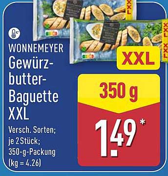 WONNEMEYER Gewürzbutter-Baguette XXL 350 g