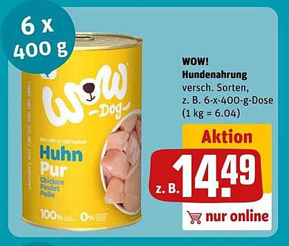 WOW! Hundenahrung 6 x 400 g - Huhn Pur
