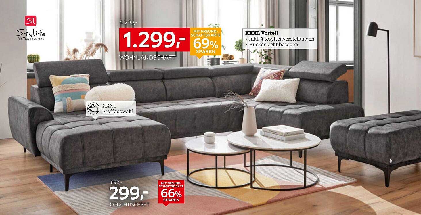 XXXLutz Wohnlandschaft mit Freundschaftskarte - 69% sparen!