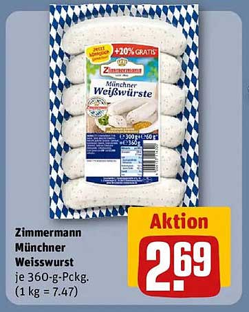 Zimmermann Münchner Weißwurst je 360-g-Pckg.