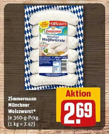 Zimmermann Münchner Weißwürste 360 g - nur 2,69 €