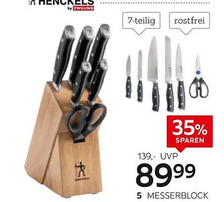 Zwillings Henckels 7-teiliges Messerset im Messerblock